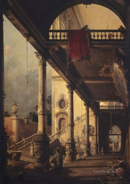 Canaletto Painting - perspective with a portico 1765 Canaletto